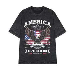 Independence Day Eagle Tee America Freedom Red White Blue 4th of July 1776 Patriotic T-Shirt Cotton Top
