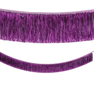 9 Ft. Purple Ready-to-Hang Metallic Tinsel Fringe Garland