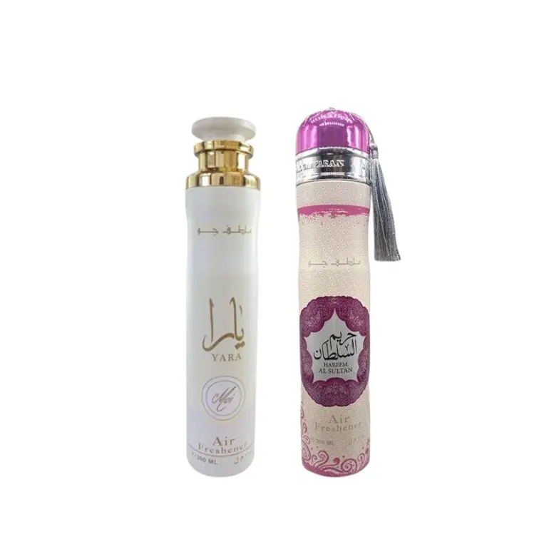 Lattafa 2-Piece Bottle Air Freshener Set - Hareem Al Sultan & Yara Moi Fragrances, Chocolate Aroma, Pink-Silver & White-Gold Designs, Ideal Gift for Home Fragrance Needs