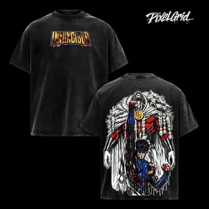 Invincible Thragg vs Mark Grayson Graphic Tees, Vintage Washed Oversized Heavyweight T Shirt, Dark Superhero Comic Streetwear Shirt, Blood Fight Large Back Print Tee, Heavy Cotton Unisex, Gym Pump Cover Gamer Outfit, Gift For Invincible Fans