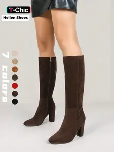 Women's Pointed Toe Knee High Boots, Classic Style, Winter Fashion, High Heel Side Zipper, Elegant Long Boot, Perfect Fall & Winter Shoes