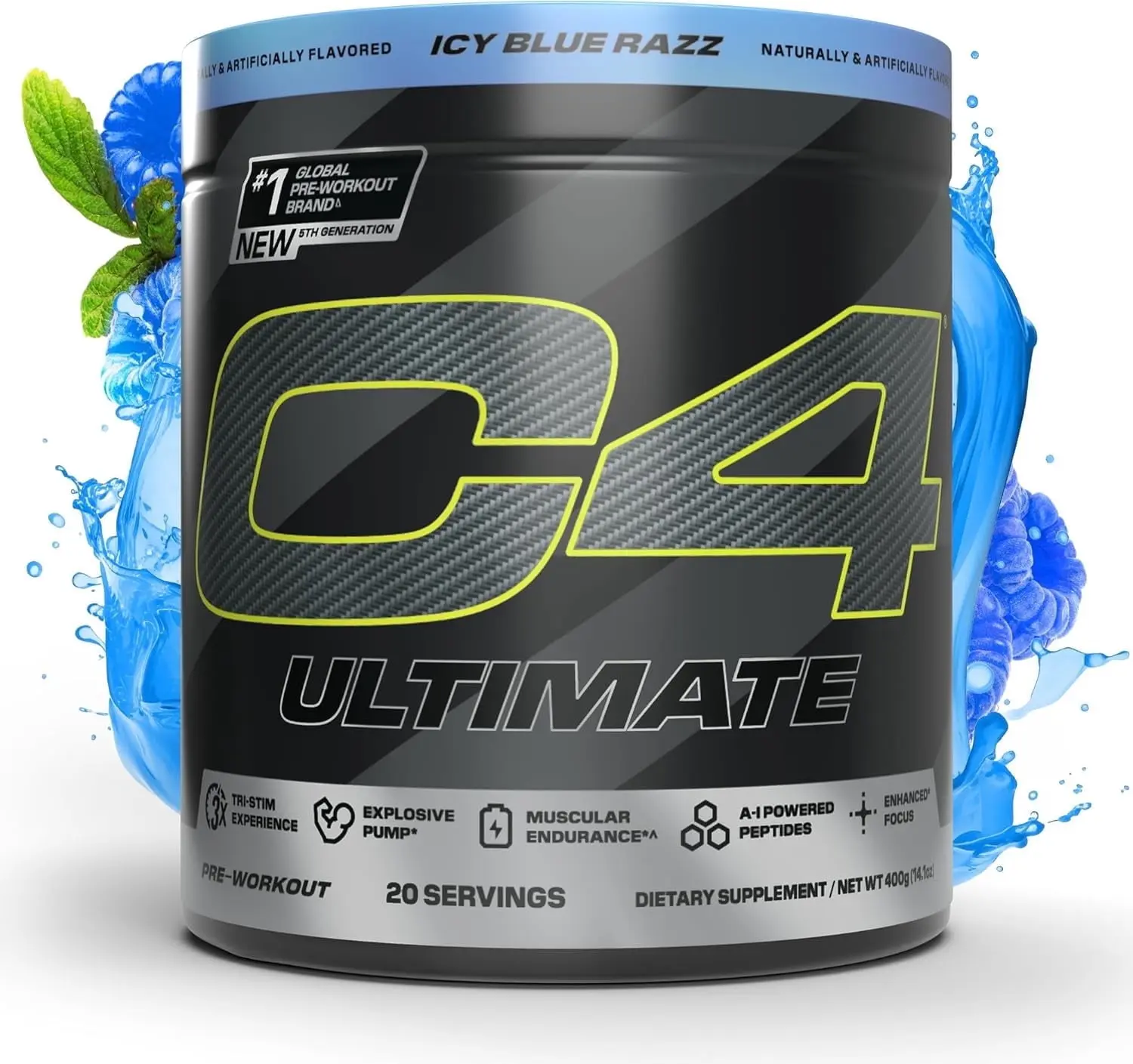 C4 Ultimate Pre-Workout Powder, Icy Blue Razz, 20 Servings