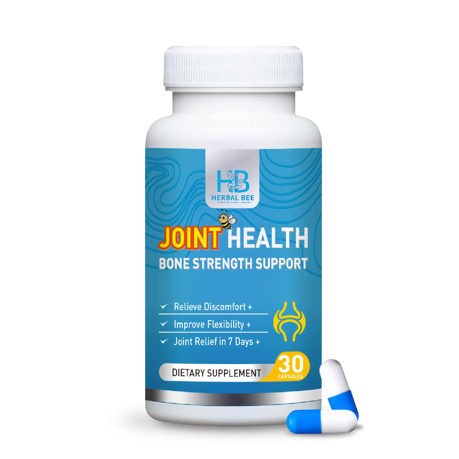 Herbal Bee Joint Health Supplement – Advanced Turmeric, Boswellia & Resveratrol Formula with Hyaluronic Acid & Collagen – Joint Relief Support, Flexibility, Mobility & Bone Strength | 30 Capsules