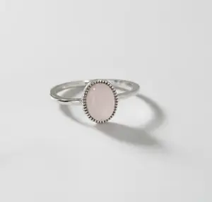 Sterling Silver 925 Natural Rose Quartz Ring