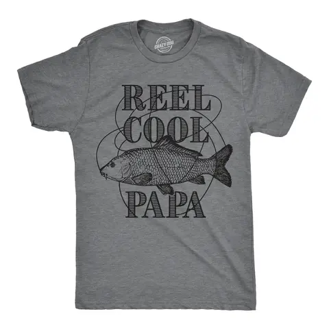 Dad Fishing Shirts Funny Father's Day Reel Cool Dad Papa Grandpa Tee Mens Funny T Shirts Cool Vintage Fashion T-Shirt Gift Classic Menswear Dad Joke Shirts for Men Funny Fishing Short Sleeve Novelty Tees for