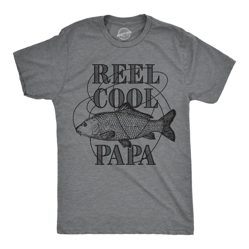 Dad Fishing Shirts Funny Father's Day Reel Cool Dad Papa Grandpa Tee Mens Funny T Shirts Cool Vintage Graphic Tees Dad Joke Shirts for Men Funny Fishing Short Sleeve Novelty Tees for Guys