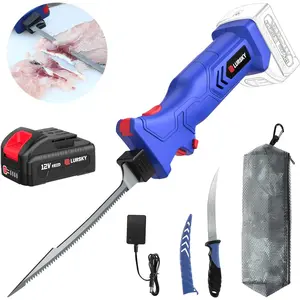 Electric Fillet Knife Cordless Rechargeable for Fishing, with Stainless Steel Blades, 12V High Torque Motor, 2.0Ah Battery, 12" Boning Tool, Includes Charger, Ideal for Filleting & Outdoor Use