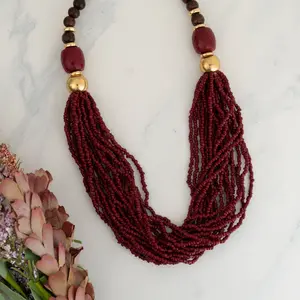 Safiya Cabernet 16" Seed Bead Necklace