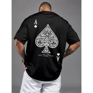 Vintage Ace Of Spades Graphic Crew Neck T-Shirt - 100% cotton, Short Sleeve, Casual Sports Top for Summer, Versatile and Breathable, Easy Care and Quick Drying, Perfect for Outdoor Activities and Everyday Wear