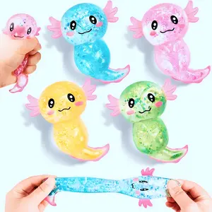 2026 New Style Sequined Axolotl Cartoon Salamander Squishy Malt Sugar Stress Relief Toy, Vent Toy for Students, Cute Red-Mouthed Turtle Party Bag Gift for Home & Festive Use