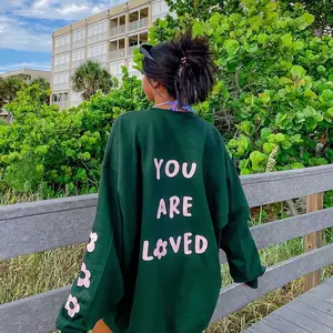 You Are Loved Flower Sleeve Sweatshirt, Cute Trendy Crewneck, Trendy look, Beach Outfit, Gift For BestFriend