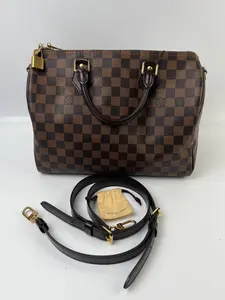 Pre-owned Louis Vuitton canvas Shoulder Bags Speedy Bandoulière 30 Damier Ebene Canvas