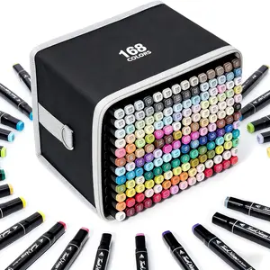 KIDGENIUS Outdoor Art Markers 168/120 Vibrant Colors Dual Tip Quick Dry Pens for Spring Sketching & Easter Crafts Rich Color Selection Professional Design Water Resistant Formula