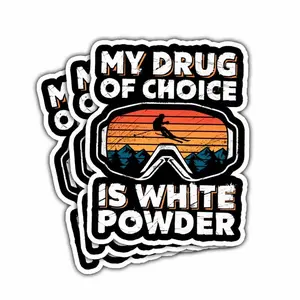 My Drug Of Choice Is Fresh Powder Sticker Skiing Snowboard Vinyl Decal for Laptop Bottle Car Hard Hat Snow Sports OQD