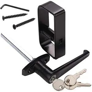 4-1/2" L Shed Door Handle Lock Kit with 2 Keys and 2 Screws, 4-1/2" Stem for Shed, Gate, Barn, Garage, Playhouse, Chicken Coop Door Lock, Black (L Handle)