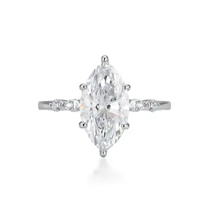 3.2ct Voyage of Love Marquise Ring VVS Synthetic Moissanite Silver-Plated Ring Jewelry Perfect Birthday Engagement Wedding Anniversary Christmas Valentine's Day Mother's Day Gift