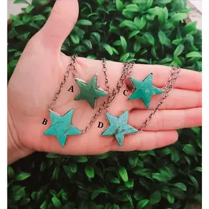 Stamped Sterling Silver Turquoise Star Necklaces