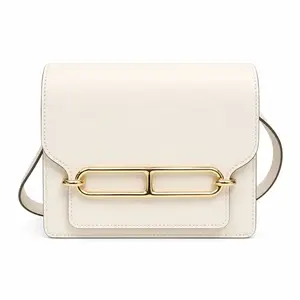 Pre-owned HERMÈS Leather Shoulder Bags CALUXB HERMES Evercolor Mini Sac Roulis Gris Perle