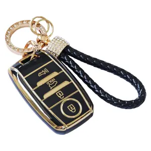 4 Button Tpu Wireless Key Fob Case for Kia Koup, Rio, Elantra, Sorento, Soul, Sportage, Smart, Anti-Drop, Shockproof, Keychain Protector