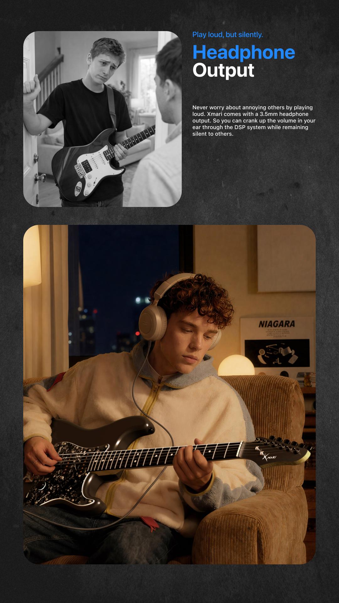 Xmari Smart Electric Guitar with Built in DSP Effects, 4 Presets, USB C OTG Recording, Headphone Output, Alnico Pickups w/Coil Split, Carbon Fiber Body, Gig Bag, Strap, Cable & Picks guitar for beginners electric guitar for beginner【no built-in amp】 Xmari Smart Electric Guitar with Built in DSP Effects, 4 Presets, USB C OTG Recording, Headphone Output, Alnico Pickups w/Coil Split, Carbon Fiber Body, Gig Bag, Strap, Cable & Picks guitar for beginners electric guitar for beginner【no built-in amp】