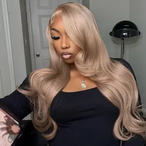 13x6 Ombre Ash Blonde Wigs Human Hair 200% Density Ash Blonde Body Wave Lace Front Wigs for Women Milk Tea Blonde Colored Human Hair Wigs Pre Plucked SpringStatements