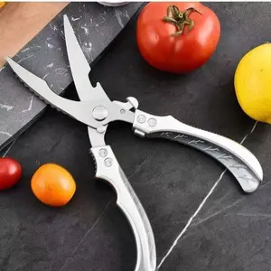 Powerful bone cutters, fish cutters, vegetable and meat cutters, food-grade stainless steel multi-functional kitchen scissors