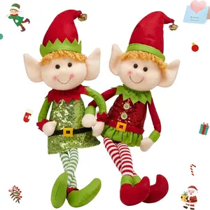 Large Sitting Christmas Elves- Cute Large 27" Christmas Elf Doll, Handmade – Boy and Girl 2025 Toy Ornaments Decor