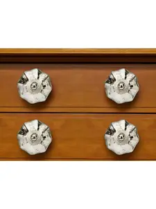 HomeRoots 635794 Silver Faceted Mercury Glass Drawer Pull Knobs - Set of 6