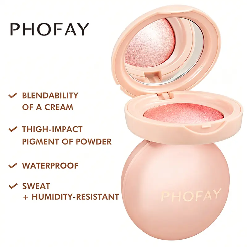 PHOFAY Luminous Blush Powder-Multi-Use Formula, Ultra-Fine & Smooth, Longer-Lasting Wear with Natural Luminous Glow
