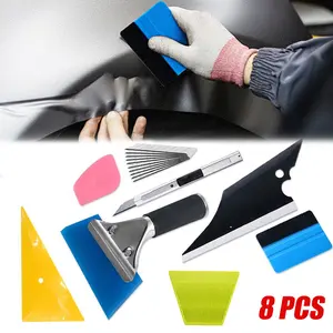 8PCS Vinyl Wrap Tool Window Tint Kit Vehicle Tinting Tools Car Glass Protective Film Wrapping Installation Set Included Vinyl Scraper, Window Rubber Squeegee,Cutting Knife with Blades