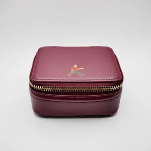 Small Leather Bellboy Burgundy Jewelry Box