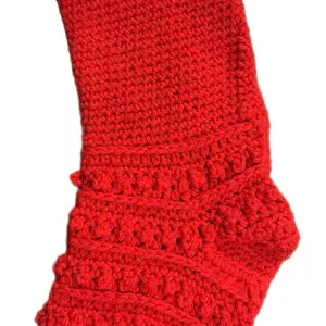 Handcrafted Crocheted Red Christmas Stocking 14" Long Vintage Kmart Yarn Nostalgic Holiday Decor