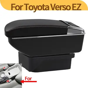 Car Armrests box for TOYOTA Verso, Centre Consoles for TOYOTA Verso EZ auto armrests, Double Storage Space with Cup Holder, Easy Assembly, Comfortable and Durable Leather, Black (red Line)