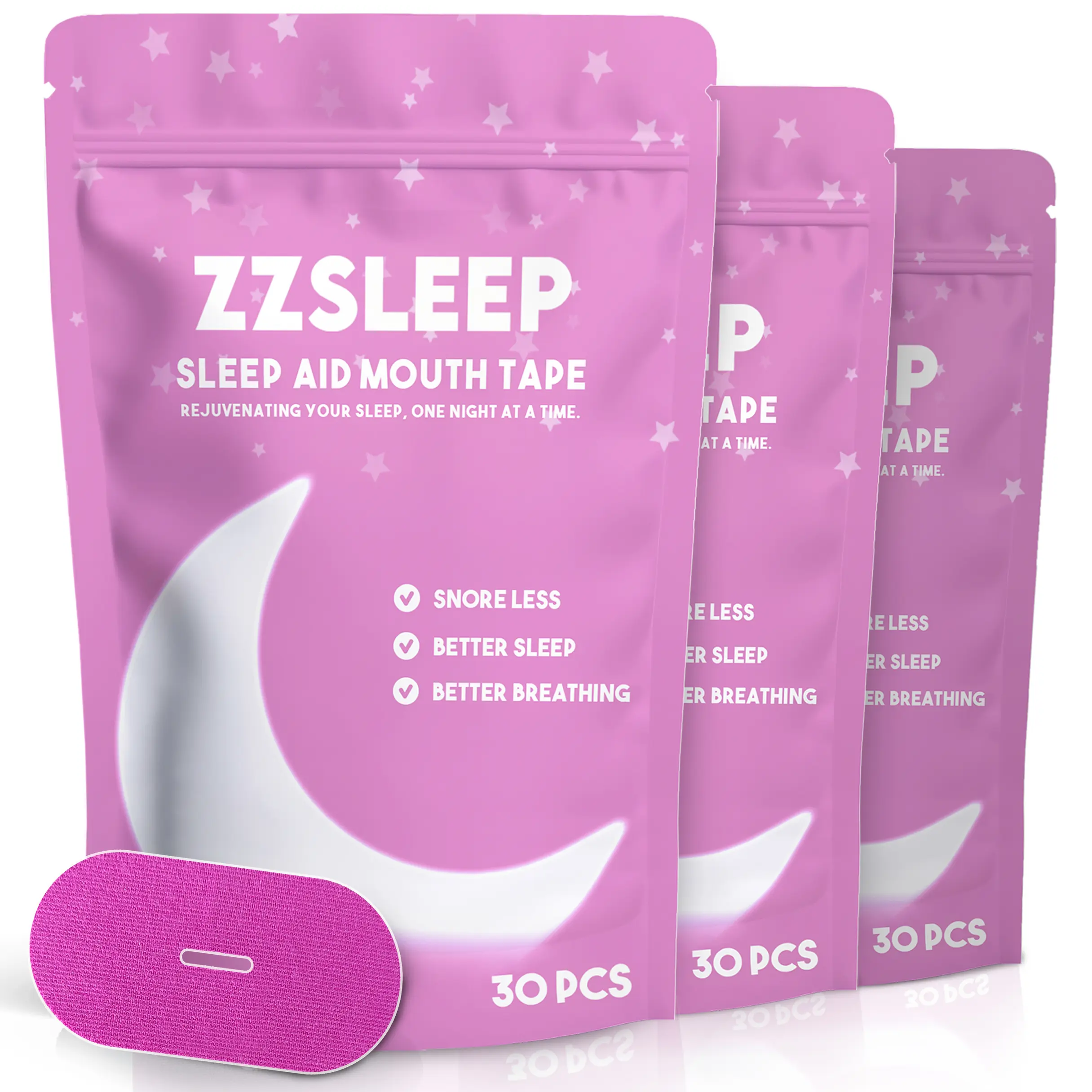 ZZSleep Tape - Pink Mouth Tape (3 Month Supply) for Snore Prevention, Rest & Recovery, Breathable Sports Tape ZZSleep Tape - Pink Mouth Tape (3 Month Supply) for Snore Prevention, Rest & Recovery, Breathable Sports Tape