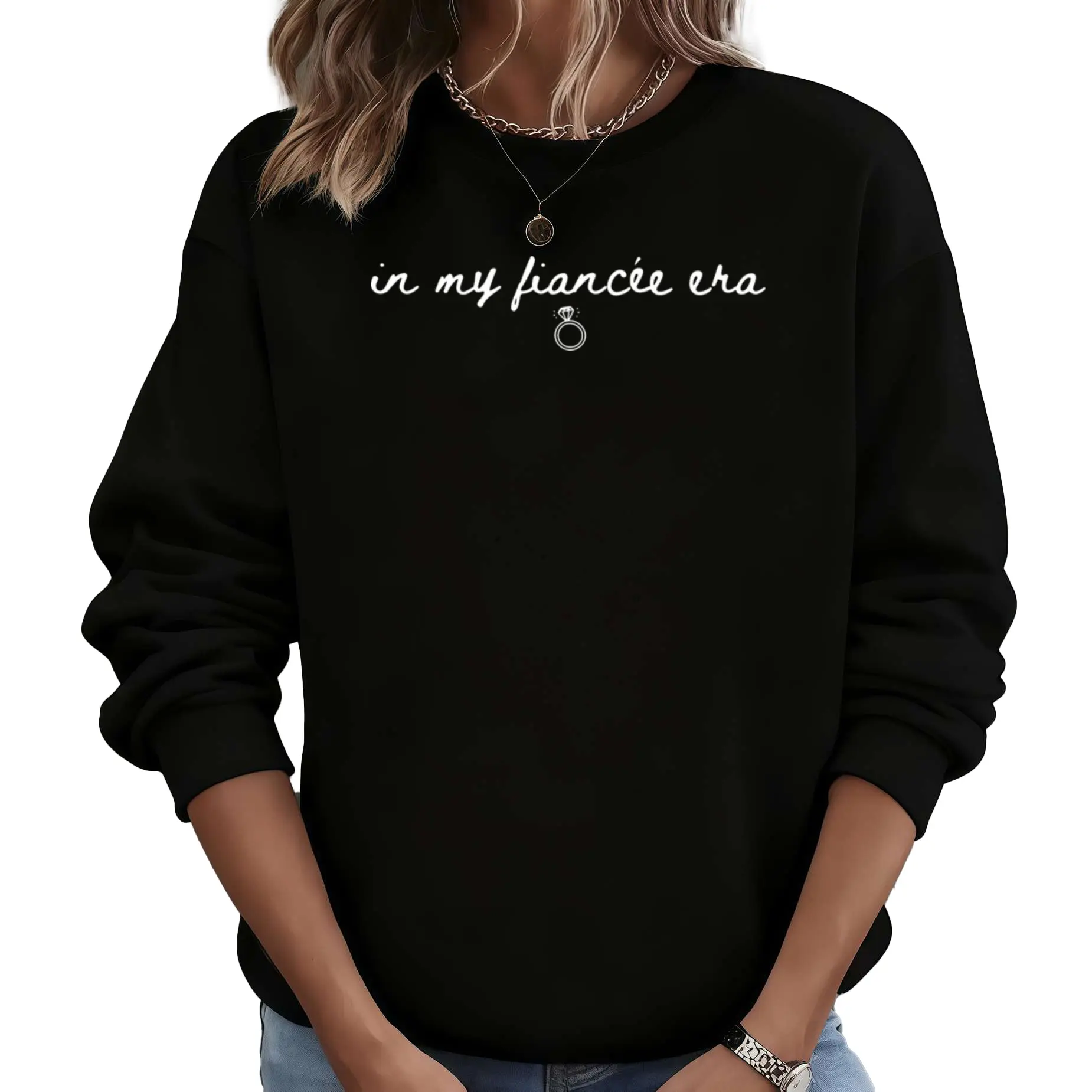 Engaged and Proud Long Sleeve Sweatshirt – Perfect for Bridal Showers, Bachelorette Parties, and Future Mrs. Celebrations