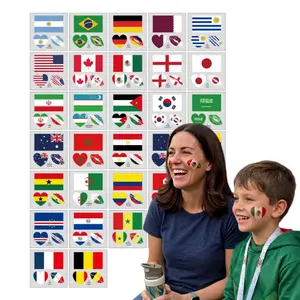 Soccer Temporary Tattoos Waterproof Face Stickers National Flag Body Art for Football Fans Party Decorations Game Day Accessories Festival Supplies 48PCS
