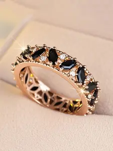 Unique Marquise Design Rhinestone Decor Rings Stackable Infinity Index Finger Rings for Women & Girls Delicate Jewelry Perfect for Engagement Weddings, Daily Wear Mother's Day Gift