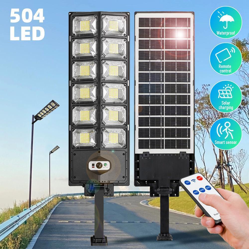 Solar Street Lights - Outdoor Waterproof, Dusk to Dawn, Commercial Flood Light with Motion Sensor and Remote Control