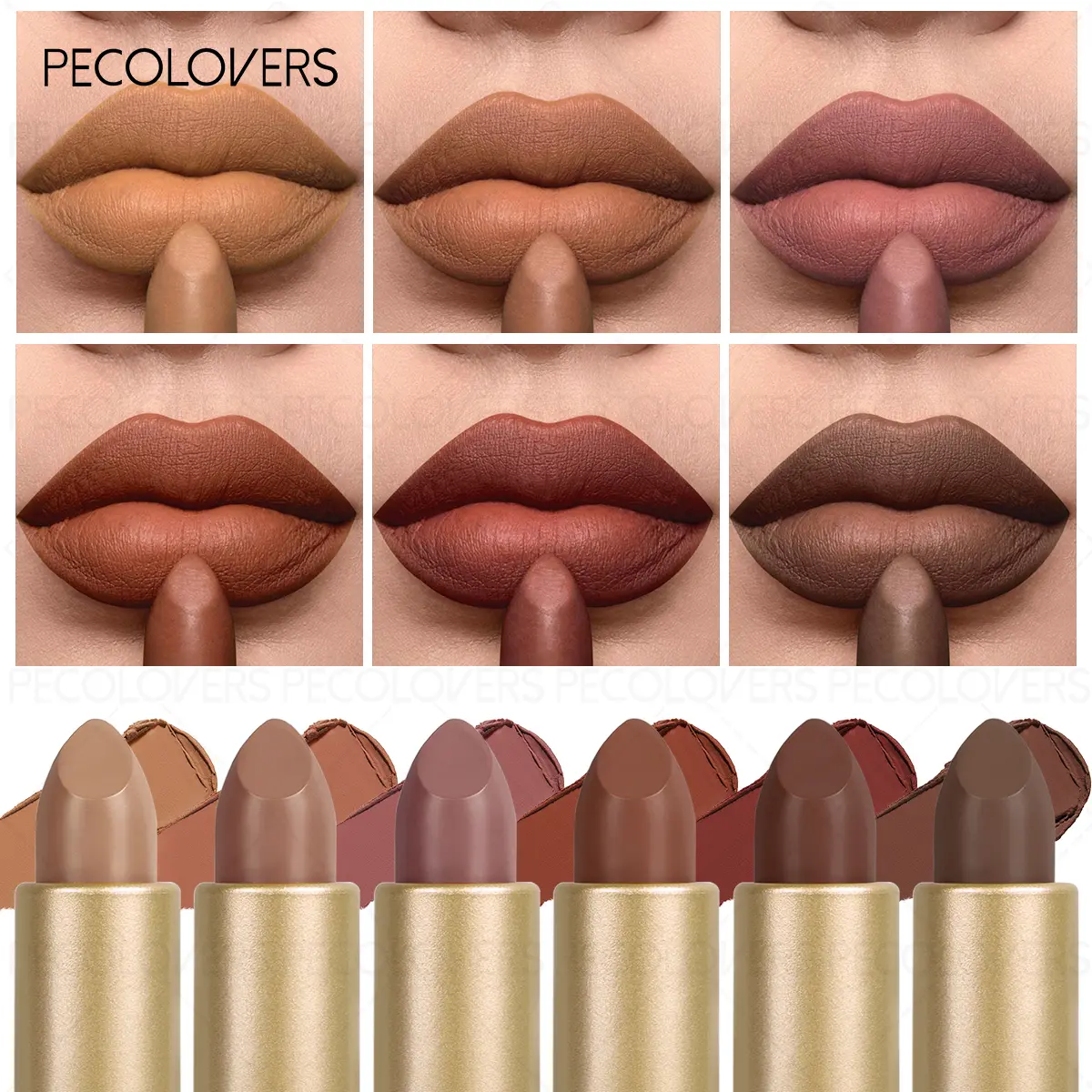 6PCS Non-stick Matte Pigmented Lipstick Long-Lasting Waterproof, Lip Gloss, Lipstick Beauty, Suitable for Parties, Music Festivals, Weddings Lipstick Lipgloss