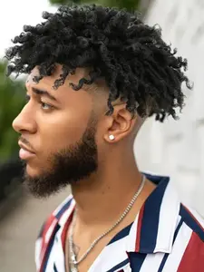 Wigs for Men, Afro Curly Kinky, 6-inch Short Hair block on top of head, Suitable for Male Daily Wear, Cosplay, Carnival Dressing Wig, Universal Throughout The Year