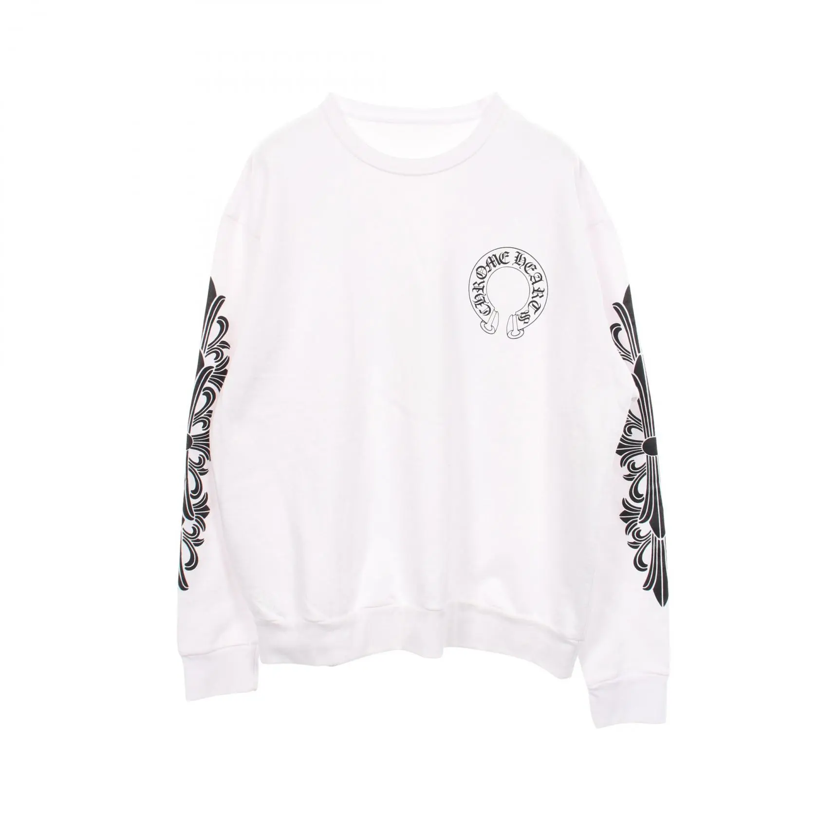 Pre-owned Chrome Hearts Cotton Small Leather Goods Horse Shoe Arm Floral Print Sweatshirt