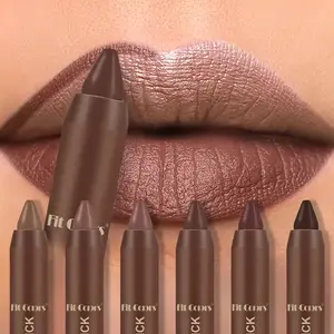 6 Colors Matte Lipsticks - Long-Lasting, Waterproof, Full Coverage, Intensely Pigmented for All Light Beige Types - Chocolate Color Perfect Makeup Gift for Women
