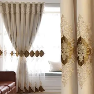 1pc Embroidered Double Layer Blackout Decorative Home Decoration Curtain, Suitable For Living Room, Bedroom, Nursery, Darkens Room, Elegant & Luxurious