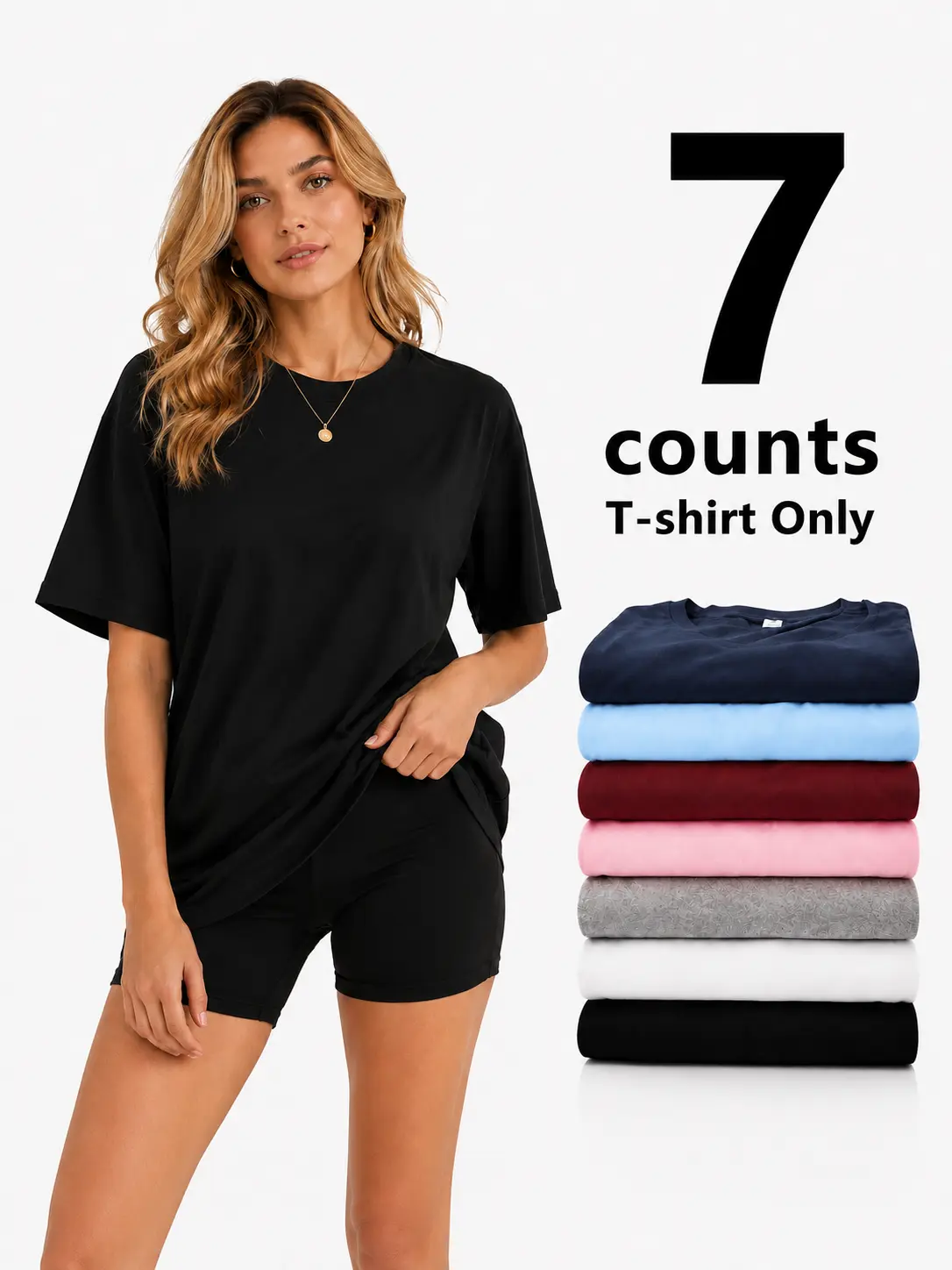 [Limited Time Deal][Fast Shipping] Women's Cotton Printed Basic Comfy Short-Sleeve Round Neck Loose-Fit Solid Color Casual Tops Multipack, All-Season Daily Tees for Women (Only T-Shirt), T Shirts For Women, Comfy Casual Womenswear Check