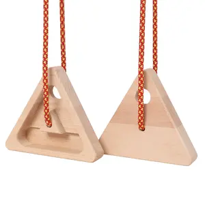 2Pcs Triangle Climbing Hangboard With Rope Training Finger Grip Fingerboard Rock Climbing for Outdoor Home Compact Wood Design