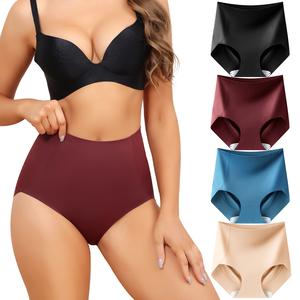 LEVAO Women Tummy Control Underwear, High Waisted Seamless No Show Briefs, Skin-Friendly & Non-Slip Shaping, All-Day Comfort, 4 Pack (S-XXL)