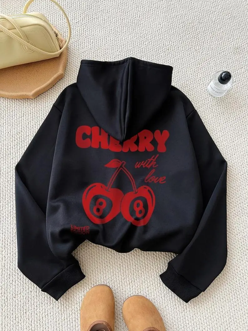 8 Ball Shirt, Feeling Lucky Cherry 8 ball Graphic Sweatshirt, Vintage-Inspired Cherry Hoodie, Retro Graphic Tee, Y2k Shirt