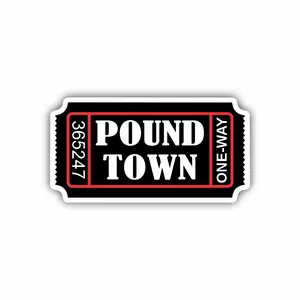 Pound Town, Hard Hat, Laptop, Water Bottle, Cooler, Funny, Sticker Decal ,Cute ,Vinyl Decor Decorative