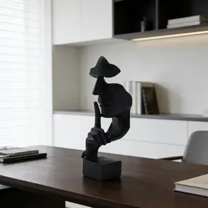 Creative Resin Sculpture, Nordic Retro Abstract Half Face Statue, Luxury Home Decor for Living Room, Bar Cabinet, Craft Gift, Photography Prop