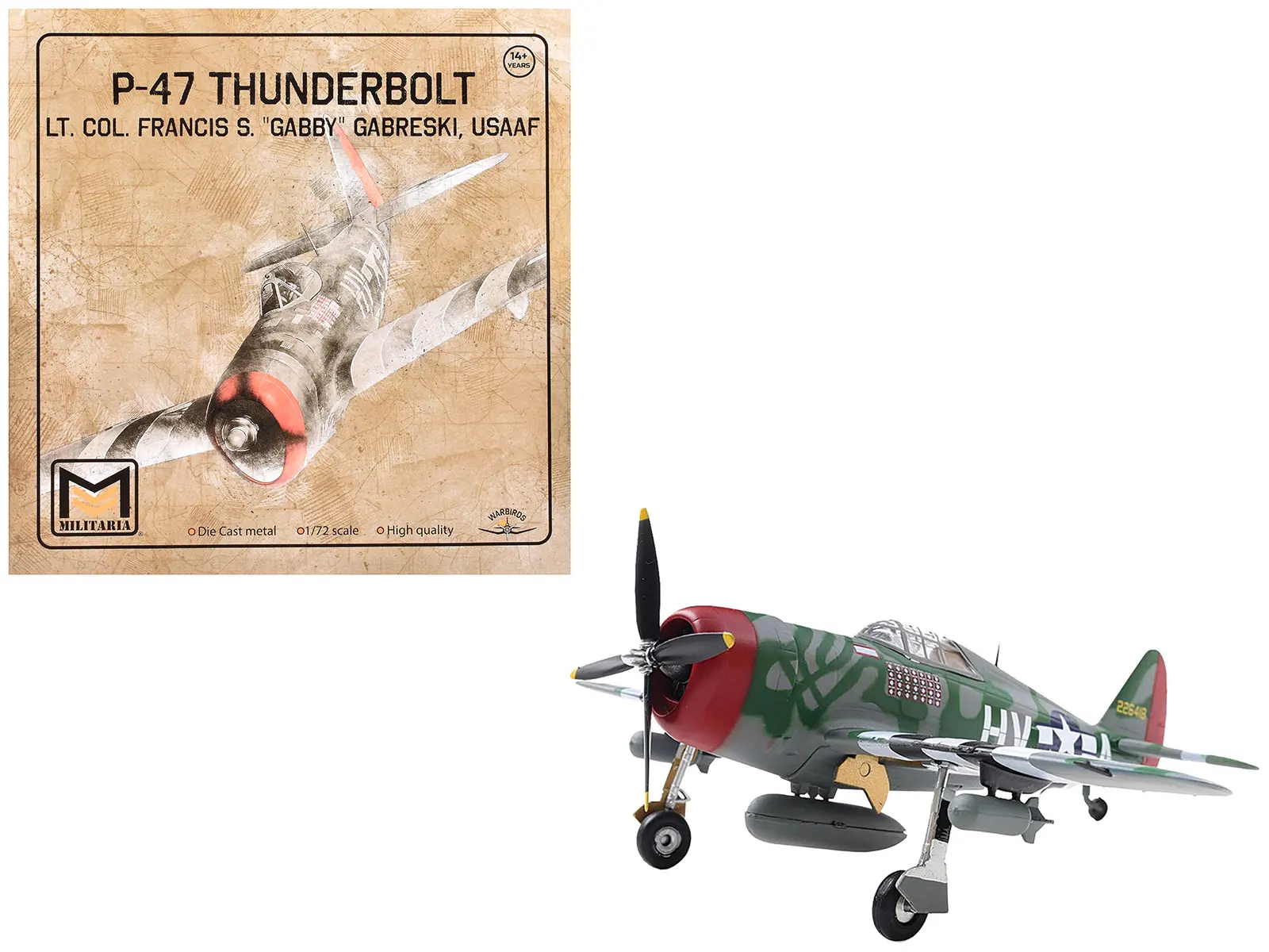Republic P-47 Thunderbolt Fighter Aircraft "Lt. Col. Francis S. US Army Air Forces 1/72 Diecast Model by Militaria Die Cast